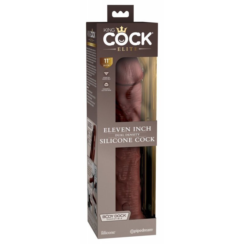 Dildo 11" Dual Density hnědé King Cock Elite