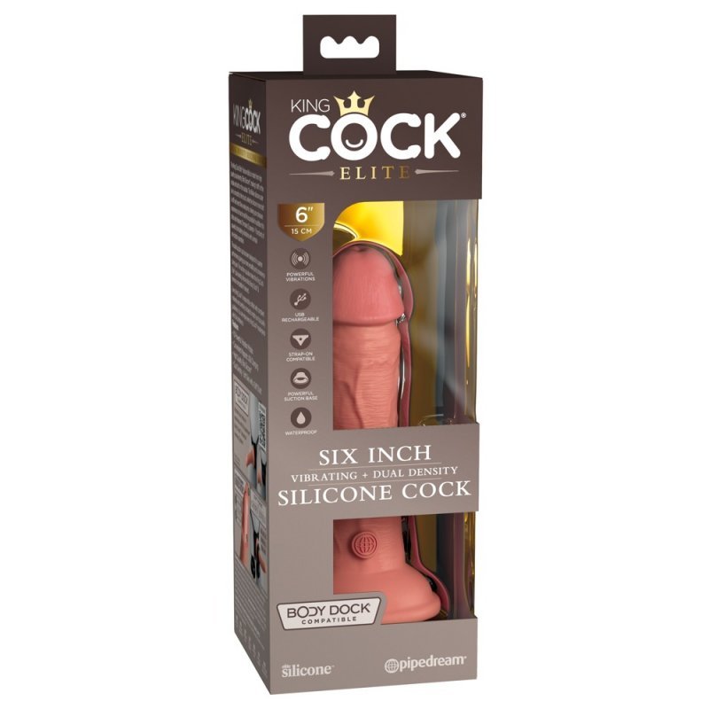 KCE 6 DD Vibrating Cock Tan King Cock Elite
