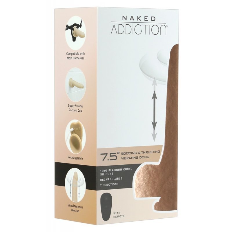 Rotační, vibrační a přirážecí vibrátor 7.5" Naked Addiction