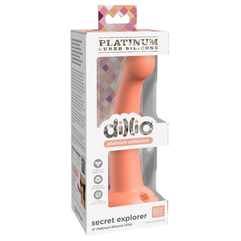 Ohebné dildo se silnou přísavkou broskové "6" Dillio Platinum