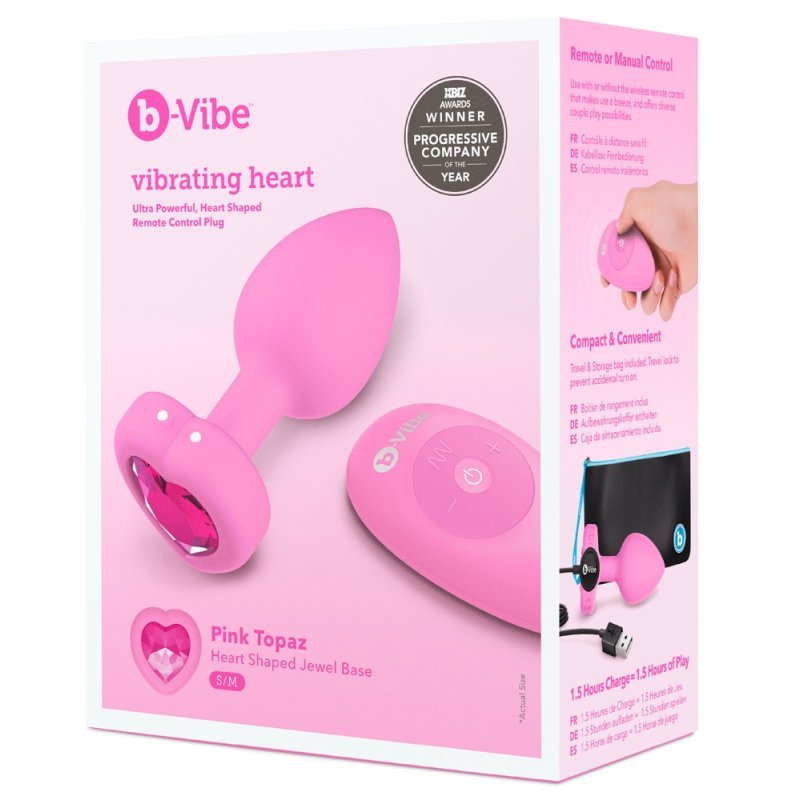 Vibrating Heart Plug S/M Pink b-Vibe