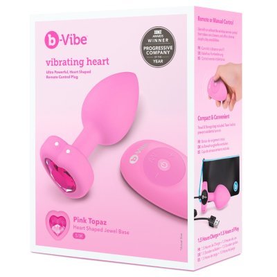 Vibrating Heart Plug S/M Pink