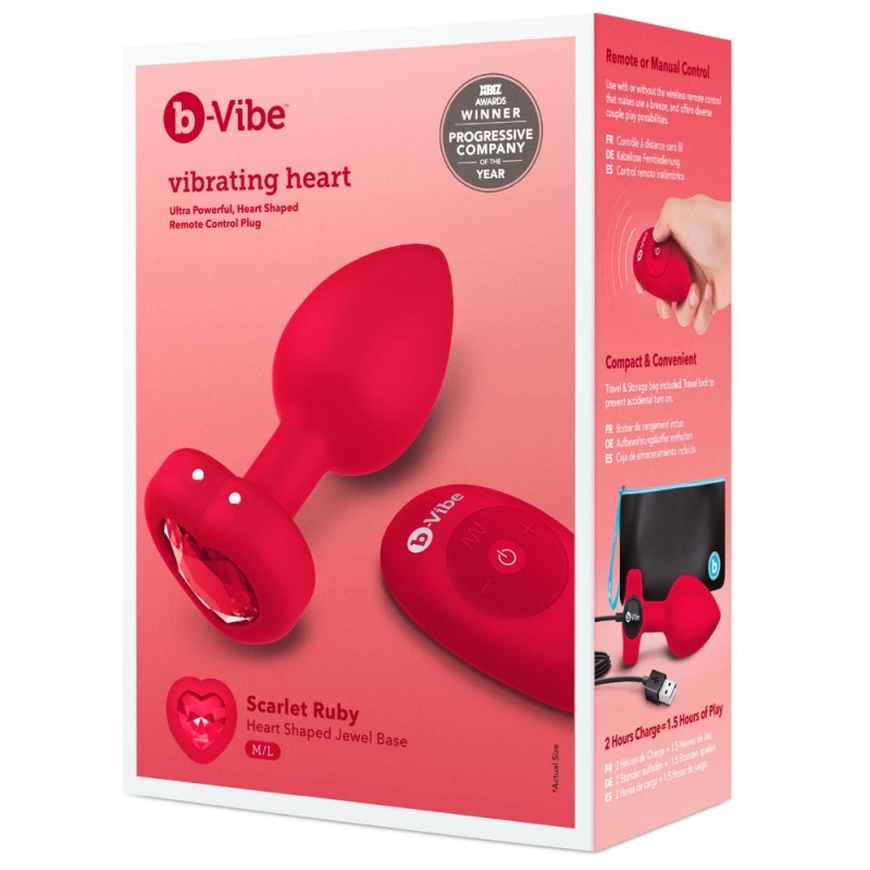 Vibrating Heart Plug M/L Red b-Vibe