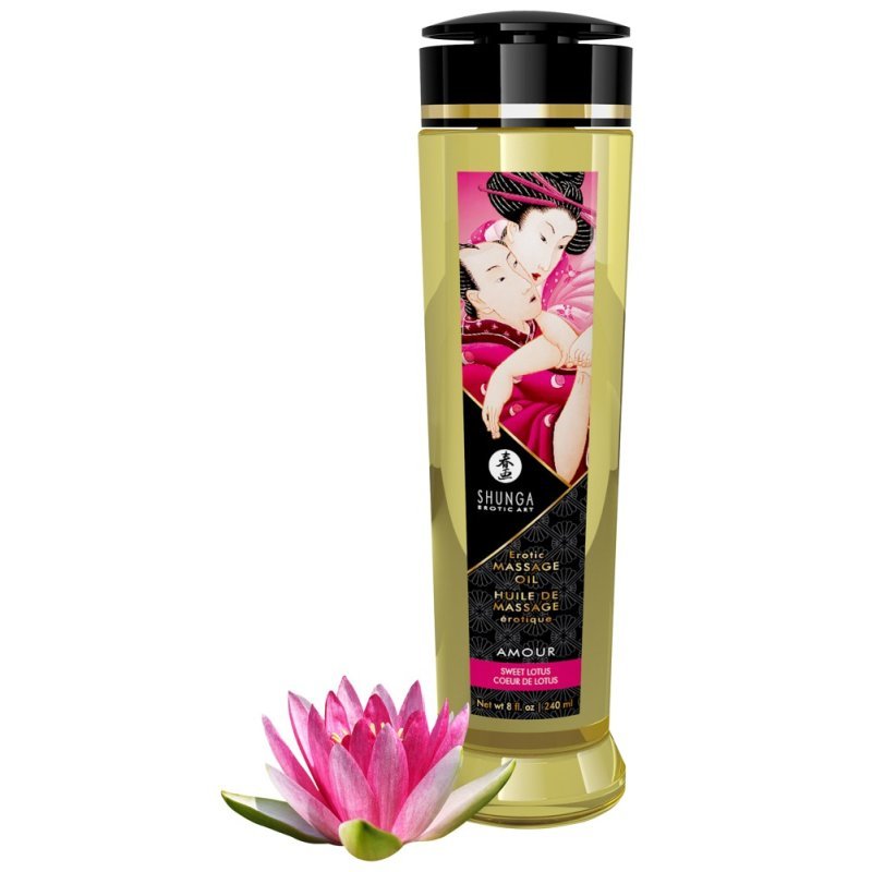 Masážní olej s vůní lotosu 240ml Shunga