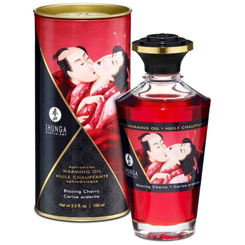 Hřejivý masážní olej s třešňovým aroma 100ml Shunga