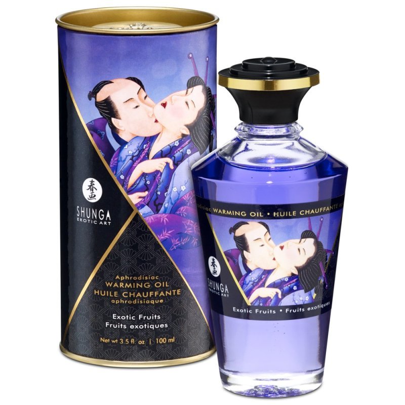 Hřejivý masážní olej s aroma exotického ovoce 100ml Shunga