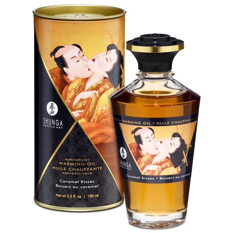 Hřejivý masážní olej s karamelovým aroma 100ml Shunga