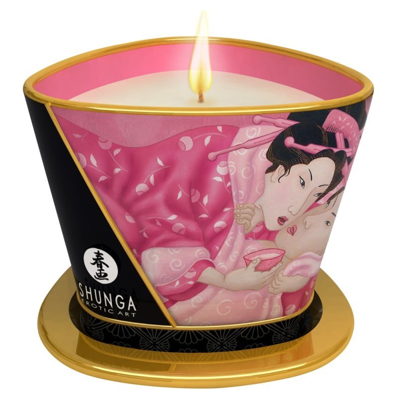 Luxusní masážní svíčka s vůní růže 170ml Shunga