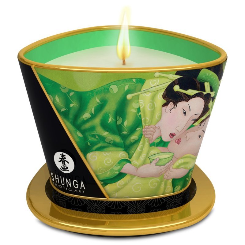 Luxusní masážní svíčka s vůní zeleného čaje 170ml Shunga
