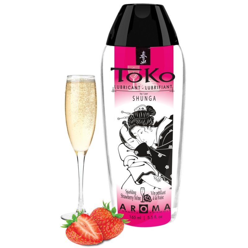 Luxusní čirý lubrikant na vodní bázi s vůní jahod/šampaňského 165ml Shunga