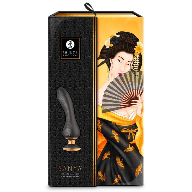 Luxusní vibrátor – s ergonomickou rukojetí černý Shunga
