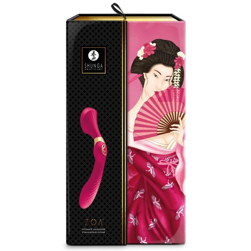 Luxusní kombinace dilda a masážní hůlky červená Shunga