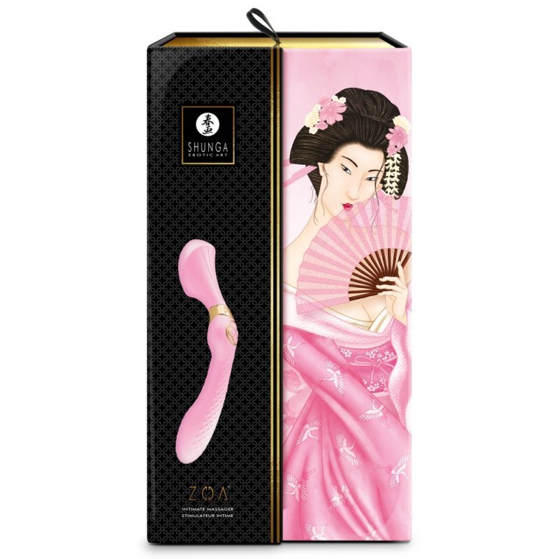 Luxusní kombinace dilda a masážní hůlky růžová Shunga