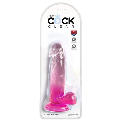 Dildo 7" s varlaty průhledné/růžové