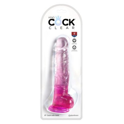 Dildo 8" s varlaty průhledné/růžové