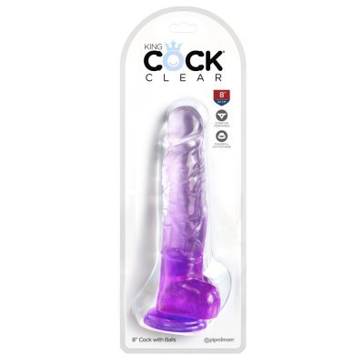 Dildo 8" s varlaty průhledné/fialové