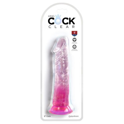 Dildo 8" průhledné/růžové