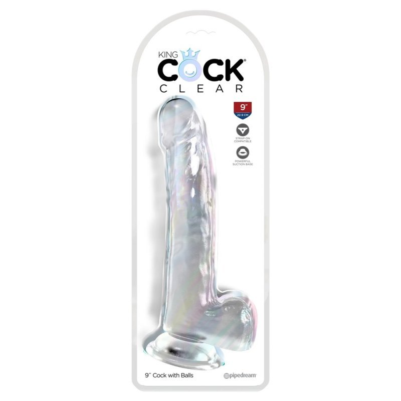 Dildo 9" s varlaty průhledné King Cock Clear