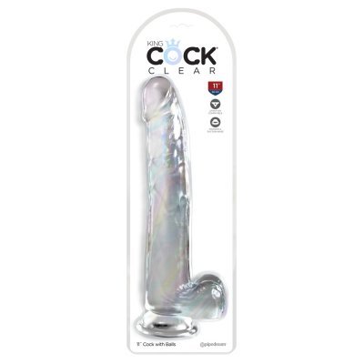 Dildo  11" s varlaty průhledné