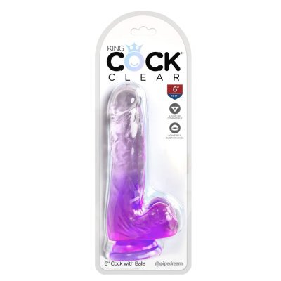 Dildo 6" s varlaty fialové/průhledné