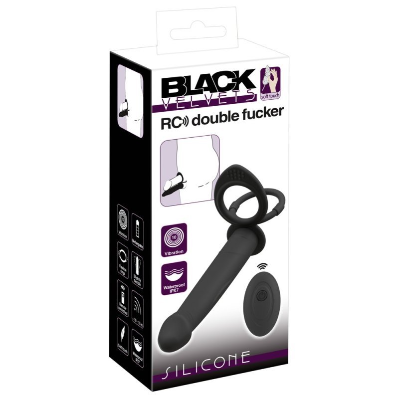 Vibrating RC Double Fucker Black Velvets