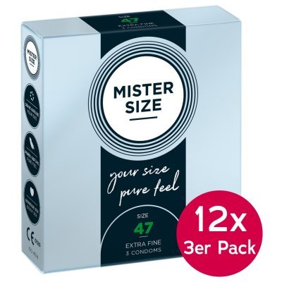 Mister Size 47mm 12x pack of 3