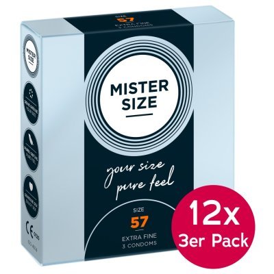Mister Size 57mm 12x pack of 3